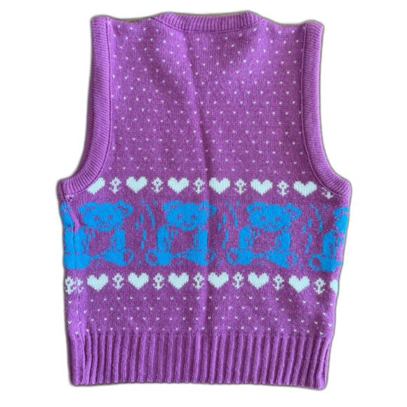 Vintage JCPenney Purple Teddy Bear Sweater Vest Girls' M (10-12) - Picture 2 of 13